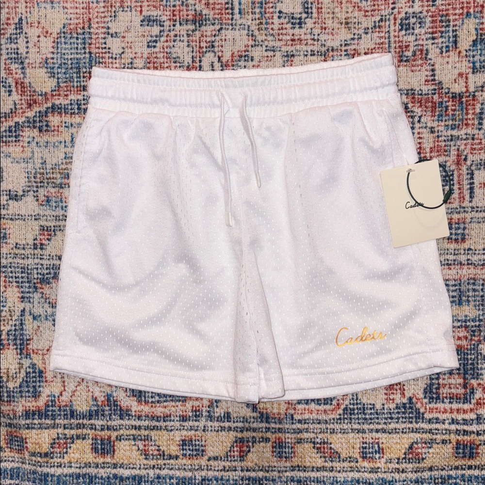 Cadets Check Out Mesh Shorts in White SZ 8/10 (24-27” Waist) NWT
